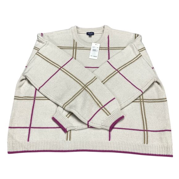 Splendid Womens Plaid Knit Crew Neck Sweater Top Size Large MSRP $148 - Picture 13 of 16